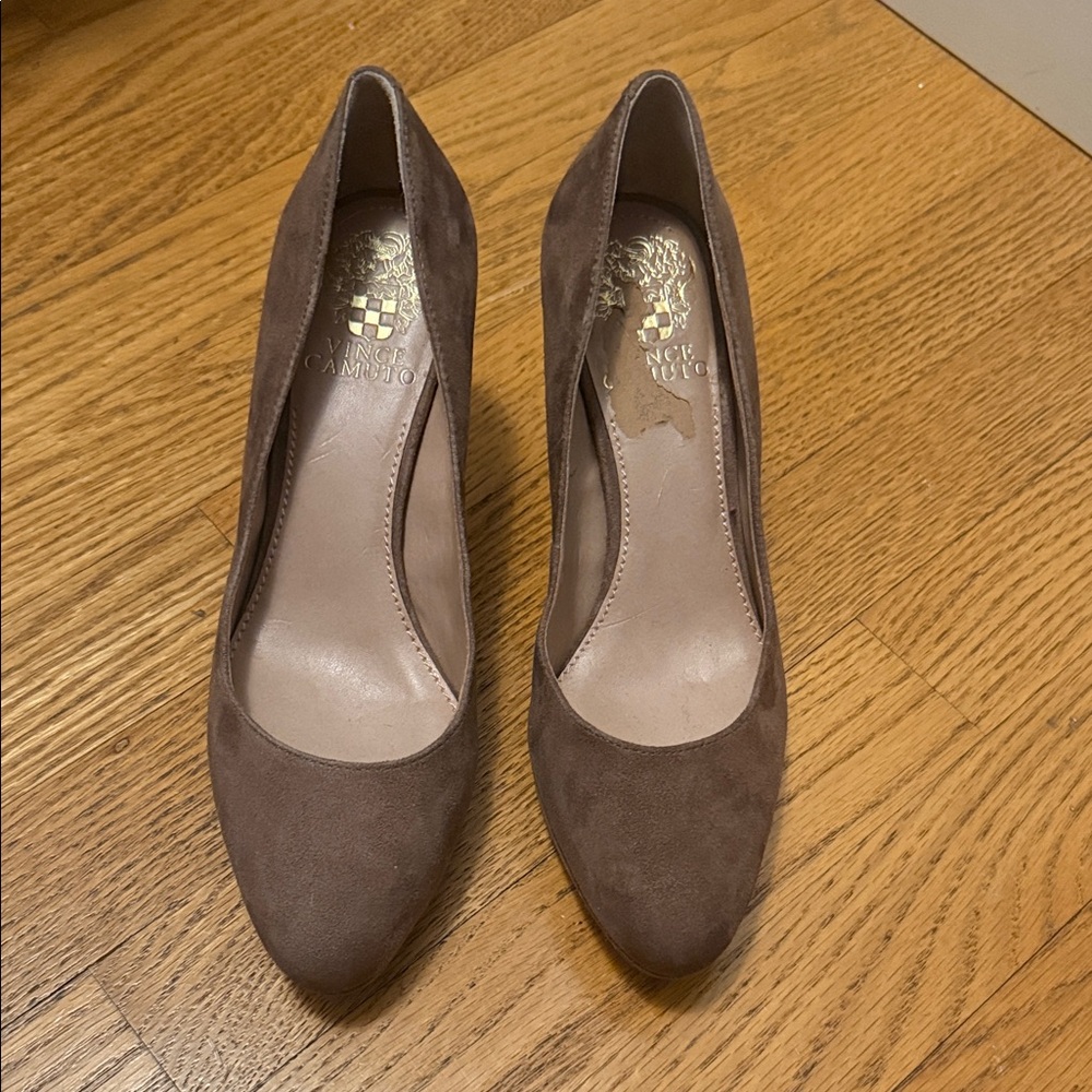 Vince Camuto Light brown Suede Platform Pumps Heels
